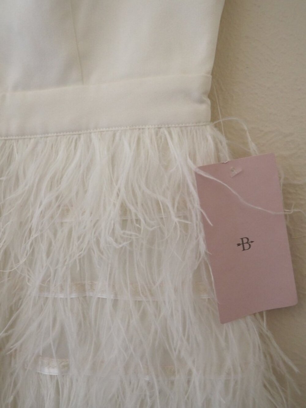 NWT BHLDN Anthropologie White Anthem Feather Trim Sleeveless Mini Dress sz M - Picture 6 of 10